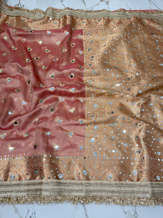 Banarasi Soft Tissue Silk Saree With Mirror Work