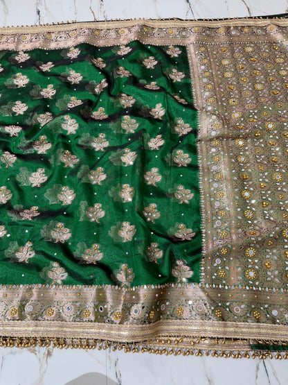 Banarasi Soft Tissue Silk Saree With Mirror And Ghunghroo Work