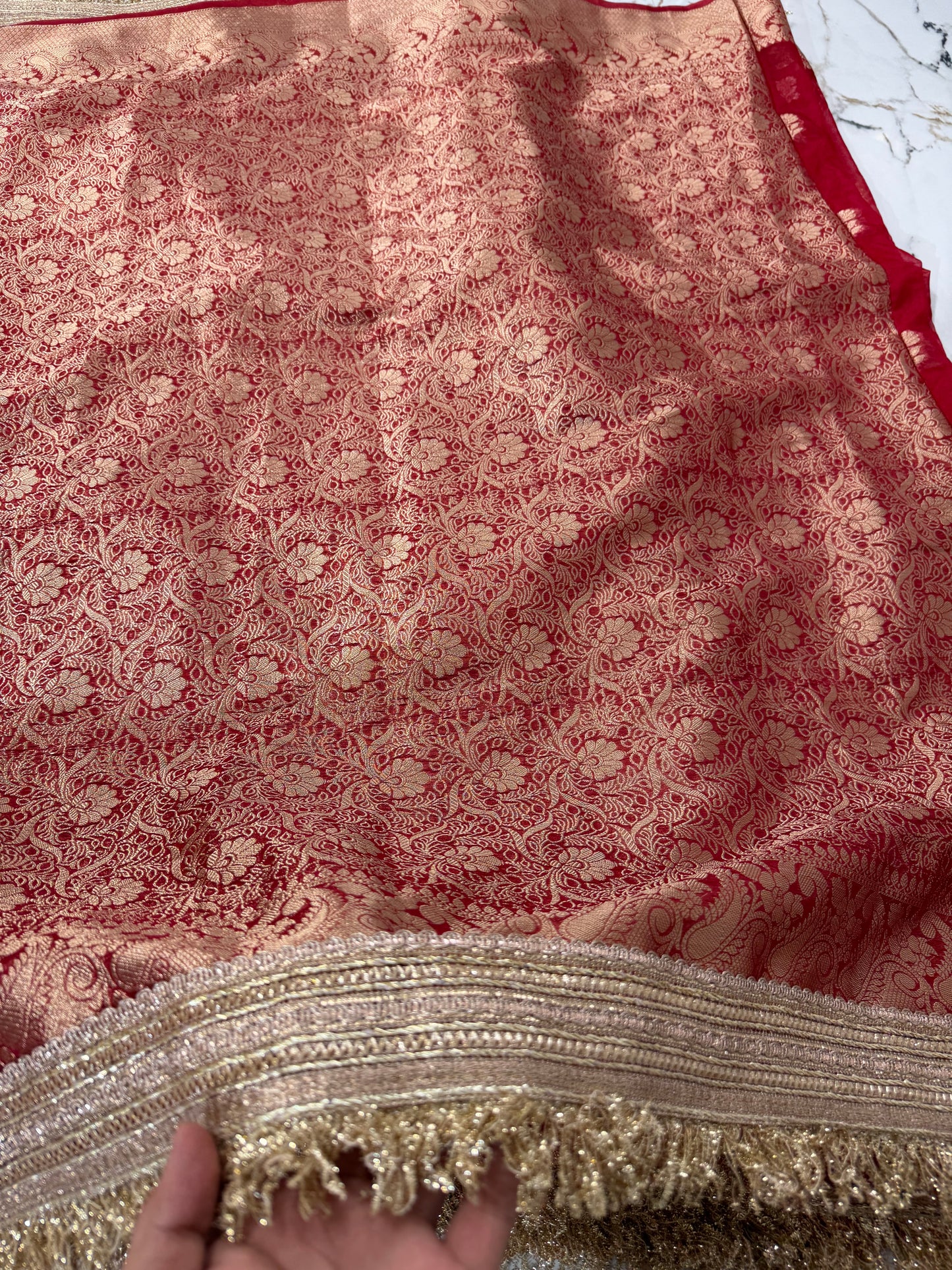 Banarasi Premium Quality Soft Kora Silk Saree With Mirror And Ghunghroo Work