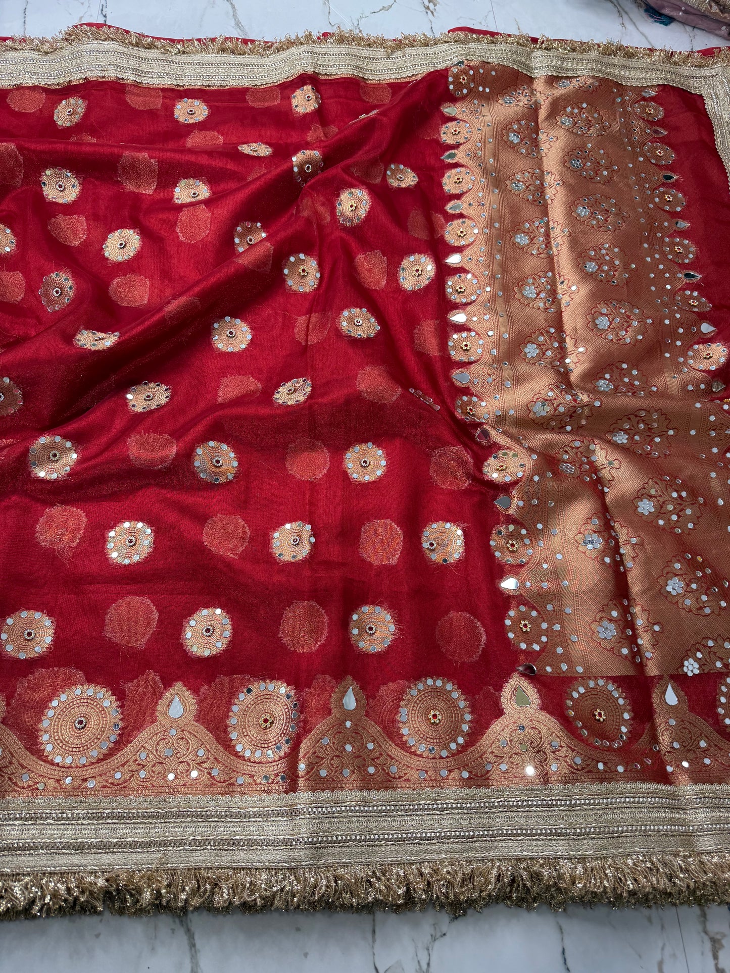 Banarasi Soft Tissue Silk Saree With Mirror Work