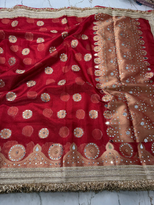 Banarasi Soft Tissue Silk Saree With Mirror Work
