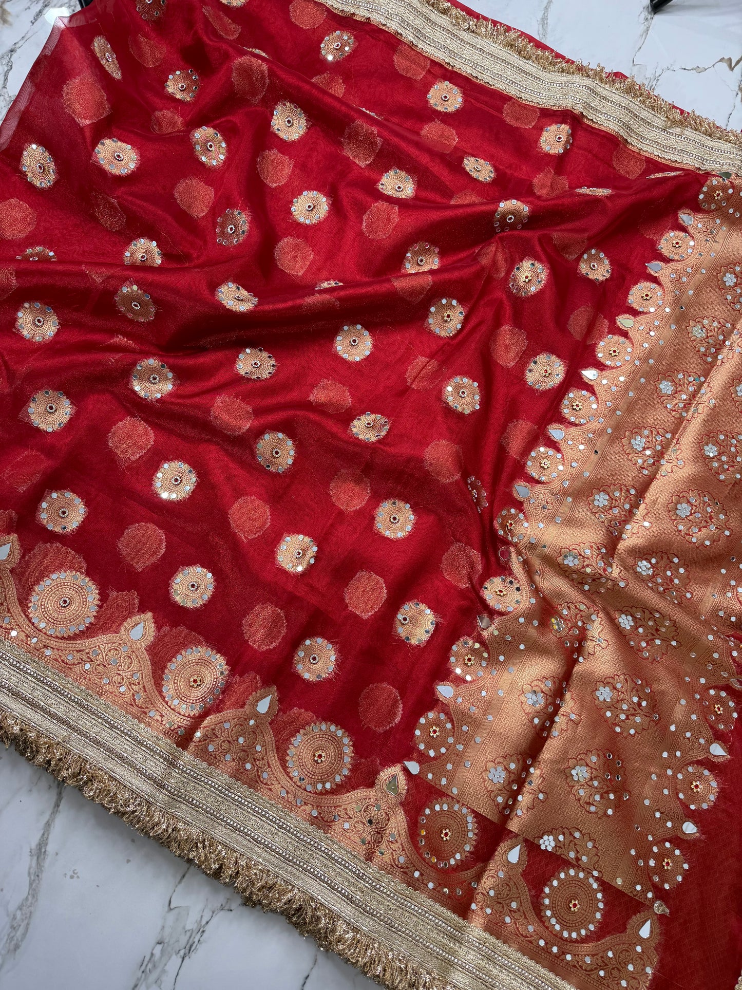 Banarasi Soft Tissue Silk Saree With Mirror Work
