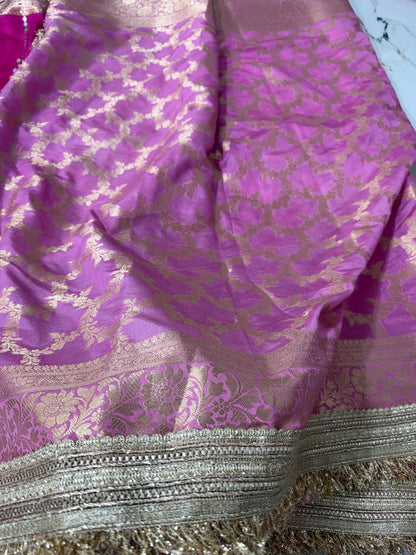 Banarasi Soft Warm Silk Saree With Mirror And Pearl Work