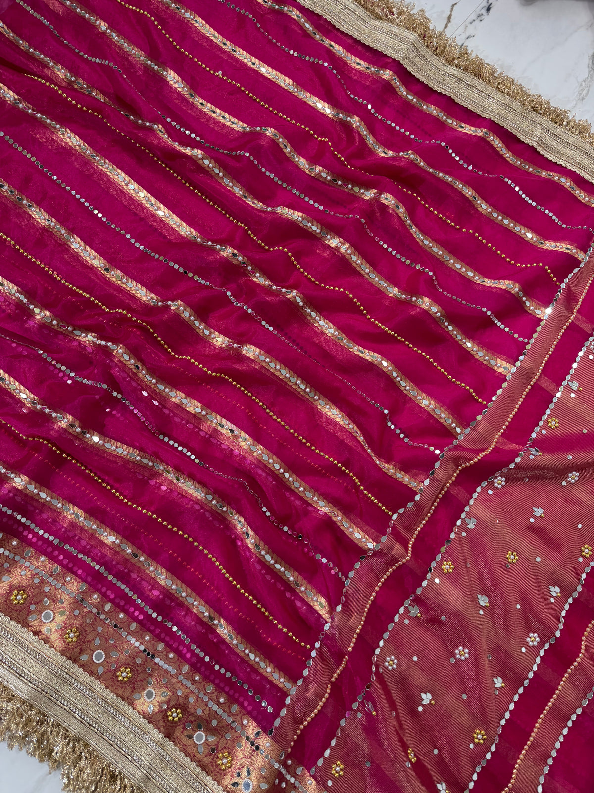 Banarasi Soft Tissue Silk Saree With Mirror Work
