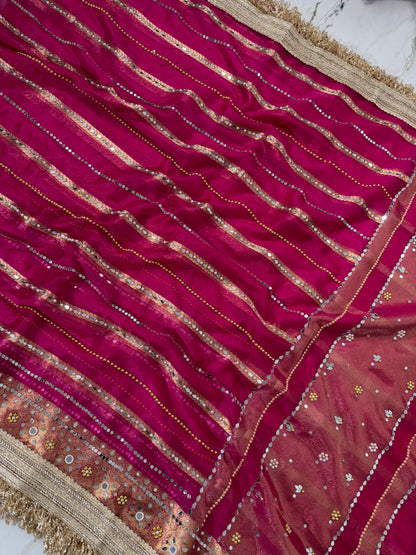 Banarasi Soft Tissue Silk Saree With Mirror Work