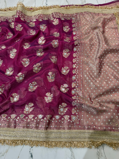 Banarasi Soft Tissue Silk Saree With Mirror Work