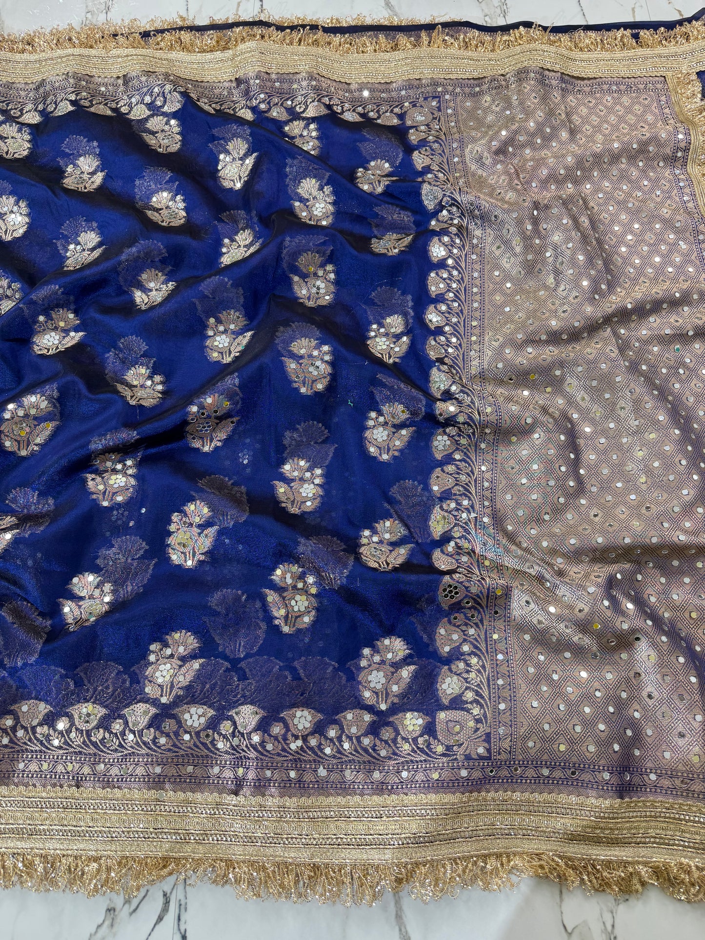 Banarasi Tissue Silk Saree With Mirror Work
