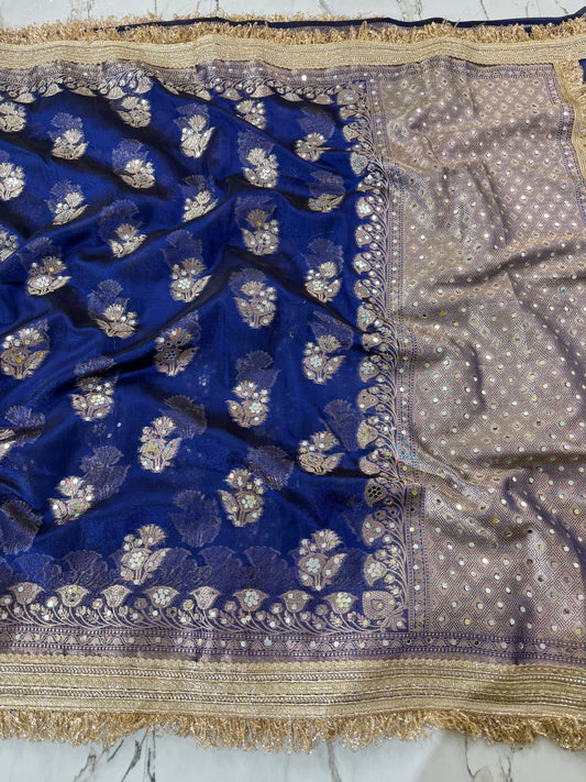 Banarasi Tissue Silk Saree With Mirror Work