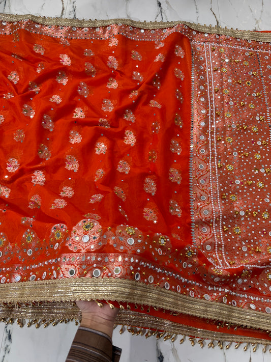 Banarasi Soft Georgette Silk Saree With Mirror And Ghunghroo Work