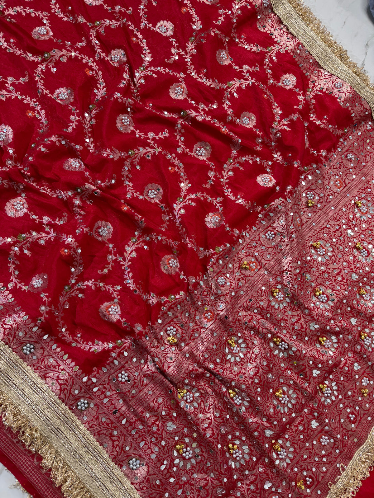 Banarasi Soft Georgette Silk Saree With Mirror And Ghunghroo Work