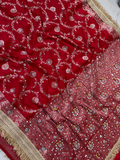 Banarasi Soft Georgette Silk Saree With Mirror And Ghunghroo Work