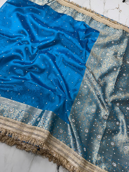 Banarasi Soft Tissue Silk Saree With Mirror Work