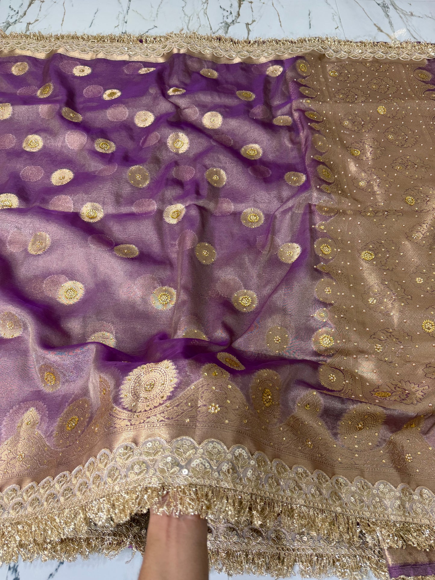 Banarasi Soft Tissue Silk Saree With Stone work