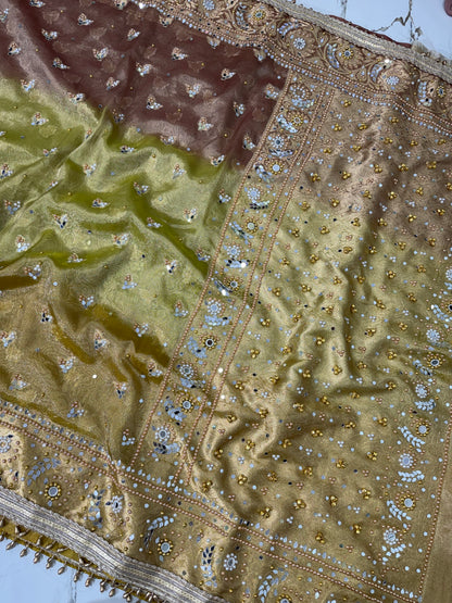 Banarasi Soft Tissue Silk Saree With Mirror And Ghunghroo Work
