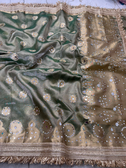 Banarasi Soft Tissue Silk Saree With Mirror Work