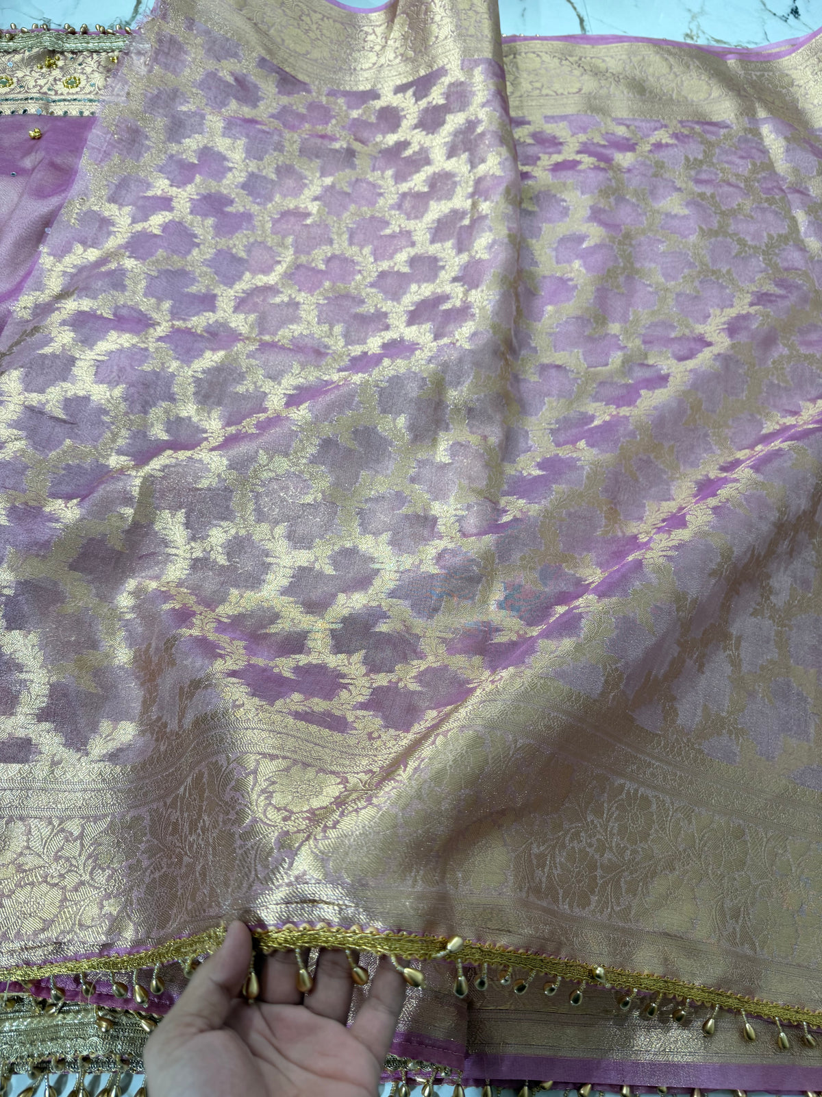 Banarasi Soft Tissue Silk Saree With Mirror And Ghunghroo Work