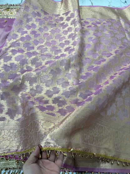 Banarasi Soft Tissue Silk Saree With Mirror And Ghunghroo Work