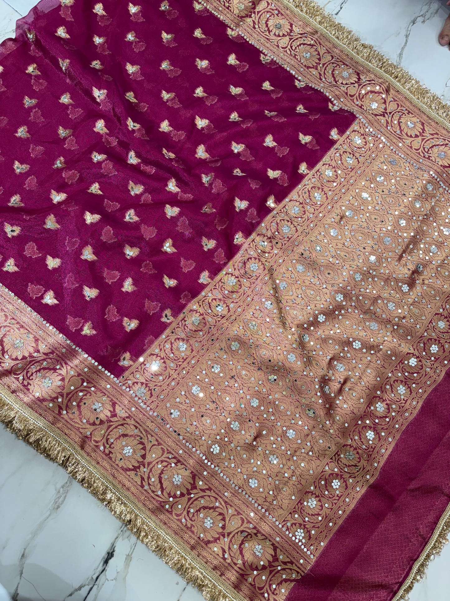 Banarasi Soft Tissue Silk Saree With Mirror work