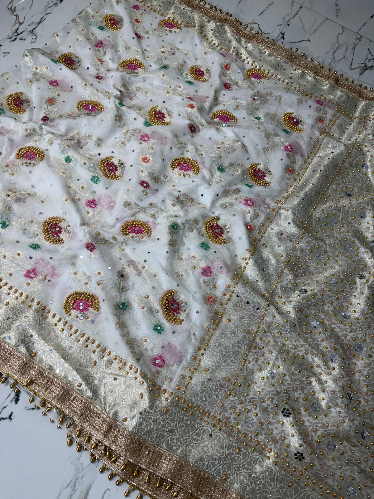 Banarasi Soft Georgette Silk Saree With Mirror Work