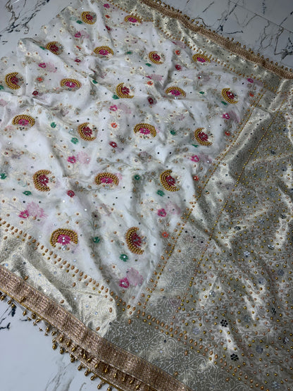 Banarasi Soft Georgette Silk Saree With Mirror Work