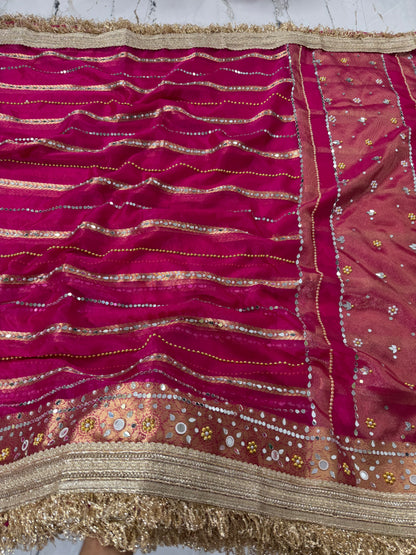 Banarasi Soft Tissue Silk Saree With Mirror Work