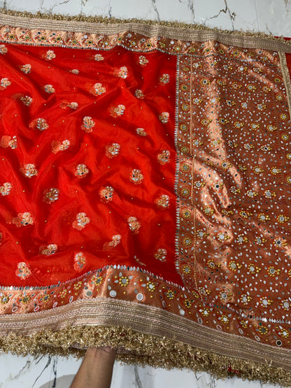 Banarasi Premium Quality Soft Kora Silk Saree With Mirror And Ghunghroo Work