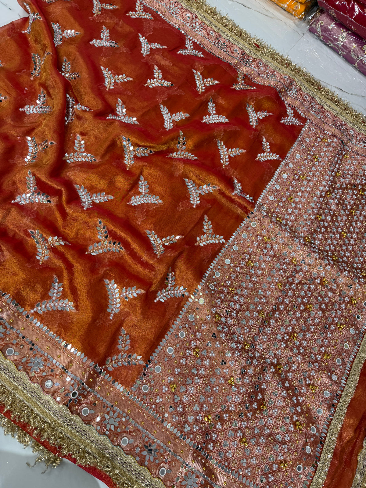 Banarasi Soft Tissue Silk Saree With Mirror And Ghunghroo Wrok