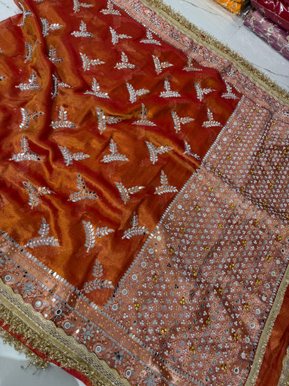 Banarasi Soft Tissue Silk Saree With Mirror And Ghunghroo Wrok