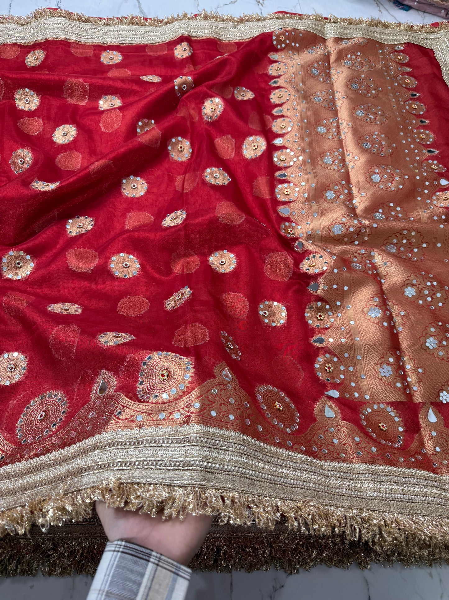 Banarasi Soft Tissue Silk Saree With Mirror Work
