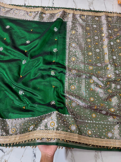Banarasi Soft Tissue Silk Saree With Mirror And Ghunghroo Work