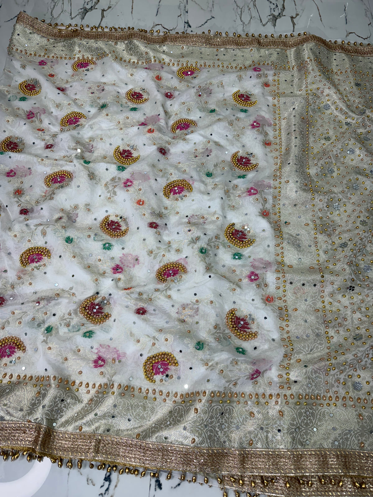 Banarasi Soft Georgette Silk Saree With Mirror Work