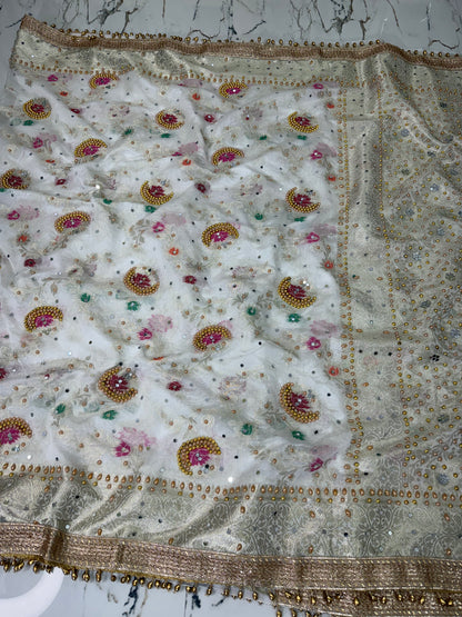 Banarasi Soft Georgette Silk Saree With Mirror Work
