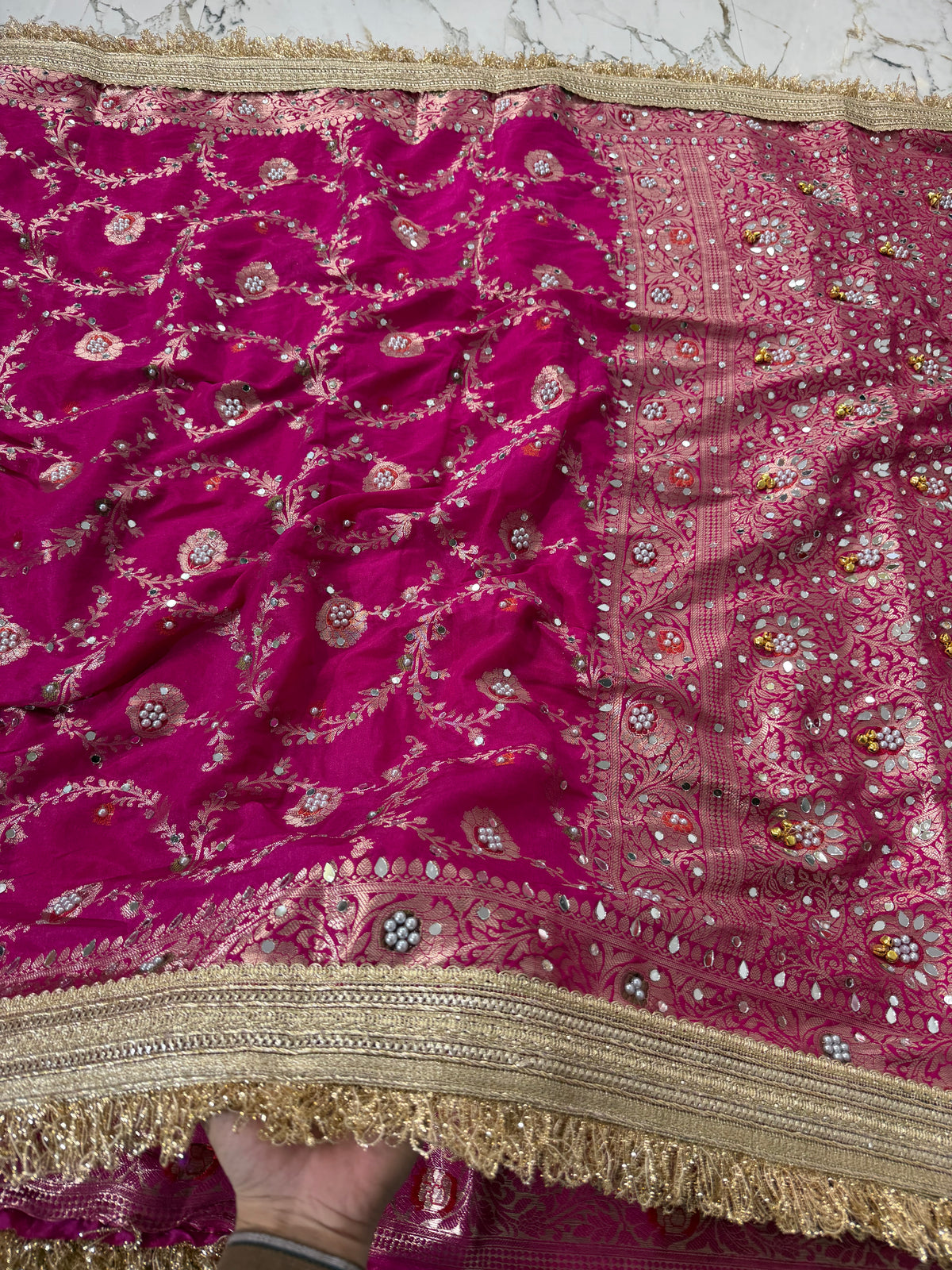Banarasi Soft Georgette Silk Saree With Mirror And Ghunghroo Work