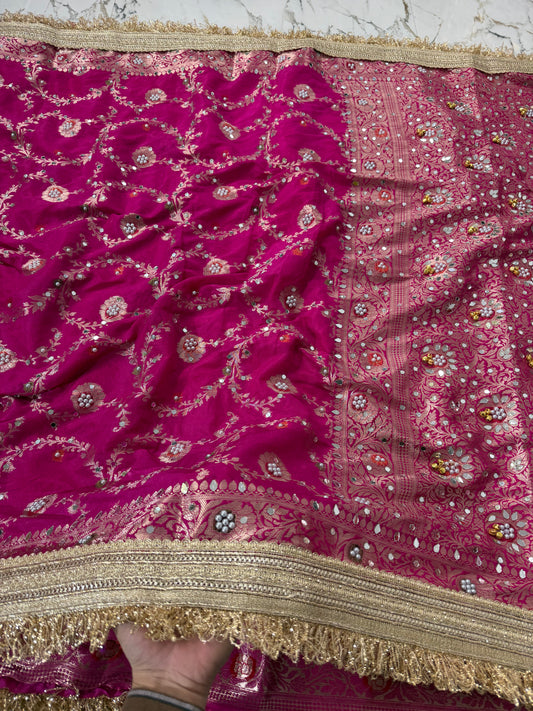 Banarasi Soft Georgette Silk Saree With Mirror And Ghunghroo Work