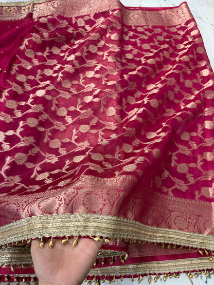 Banarasi Soft Tissue Silk Saree With Mirror And Ghunghroo Work