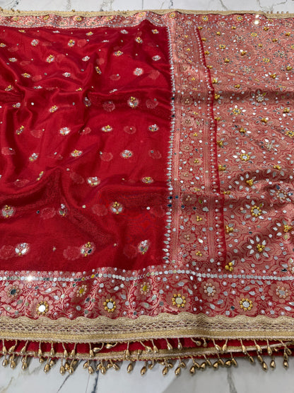 Banarasi Soft Tissue Silk Saree With Mirror And Ghunghroo Work