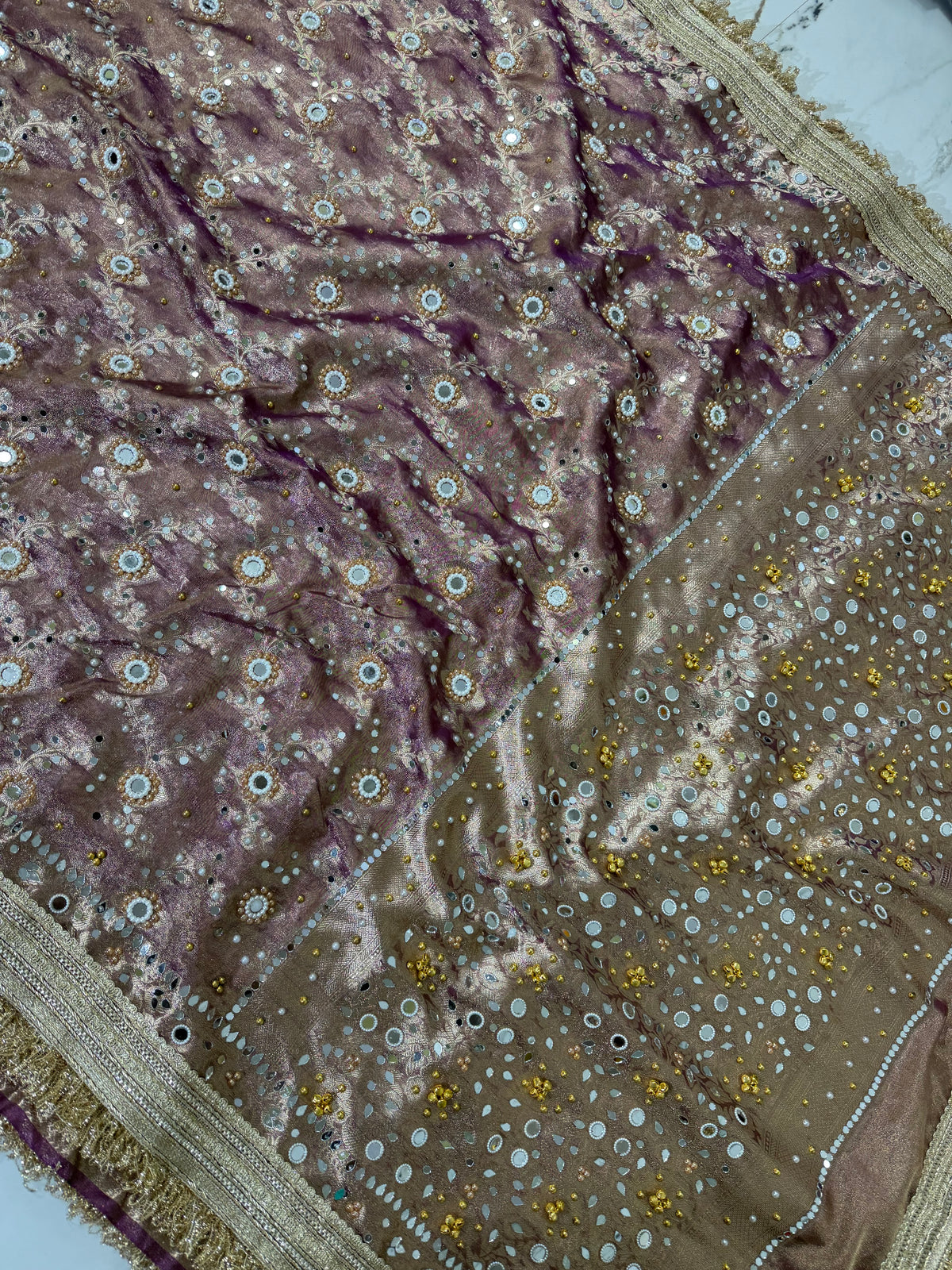 Banarasi Soft Tissue Silk Saree With Mirror And Ghunghroo Work