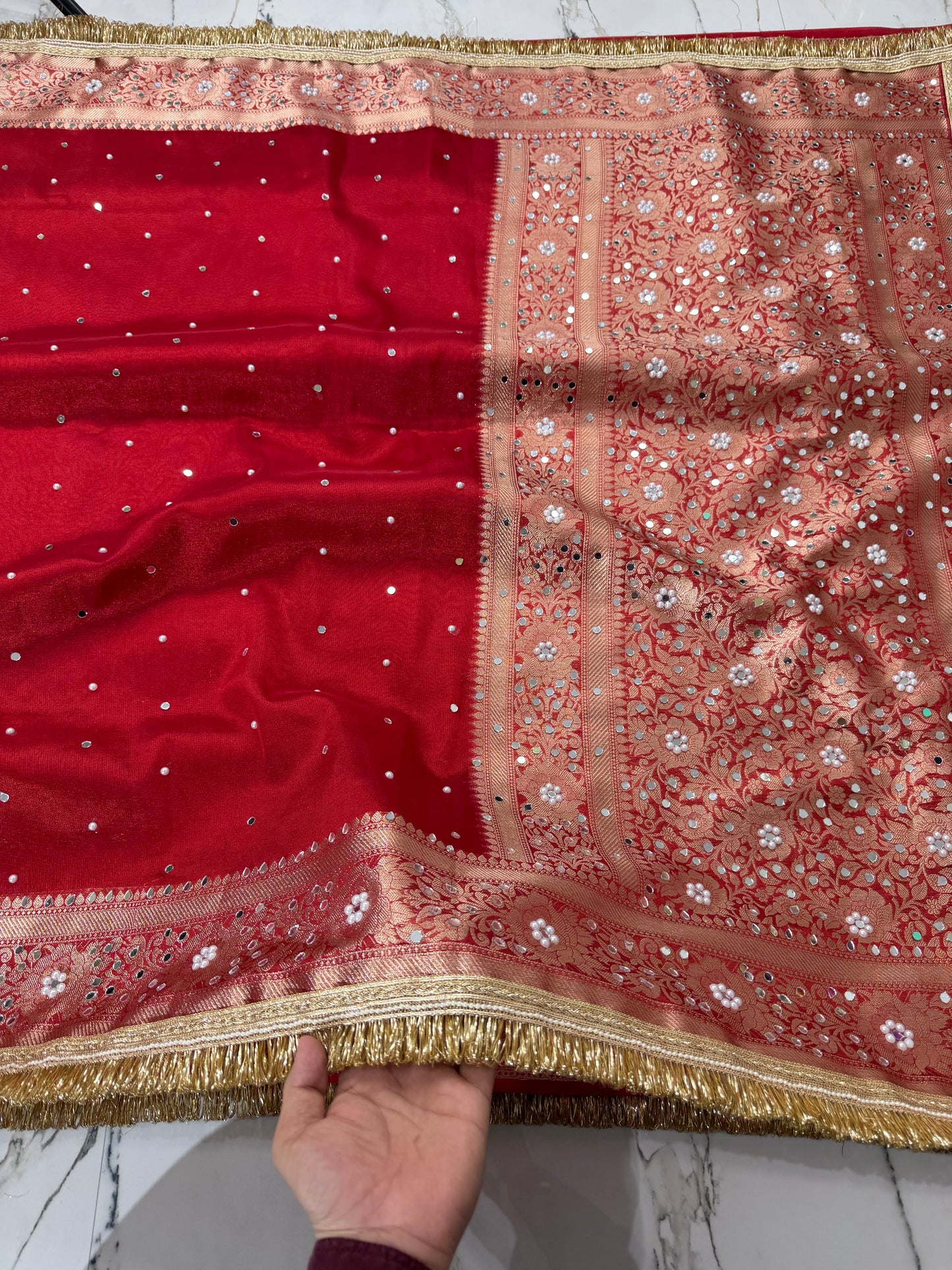 Banarasi Soft Tissue Silk Saree With Mirror Work