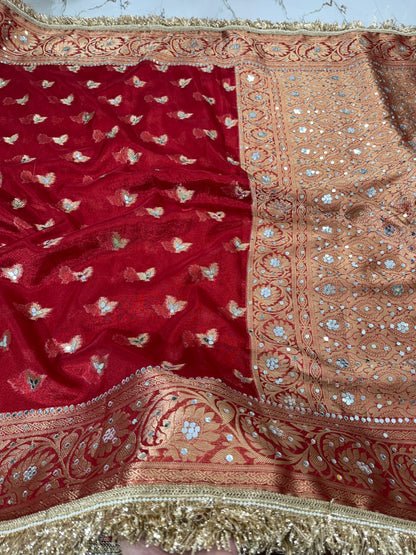 Banarasi Soft Tissue Silk Saree With Mirror Work