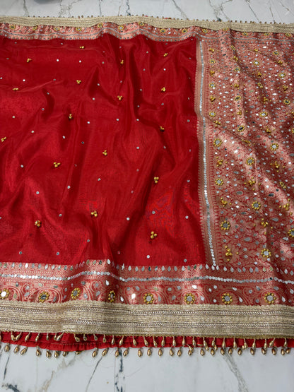 Banarasi Soft Tissue Silk Saree With Mirror And Ghunghroo Work