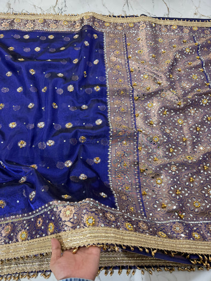 Banarasi Soft Tissue Silk Saree With Mirror And Ghunghroo Work