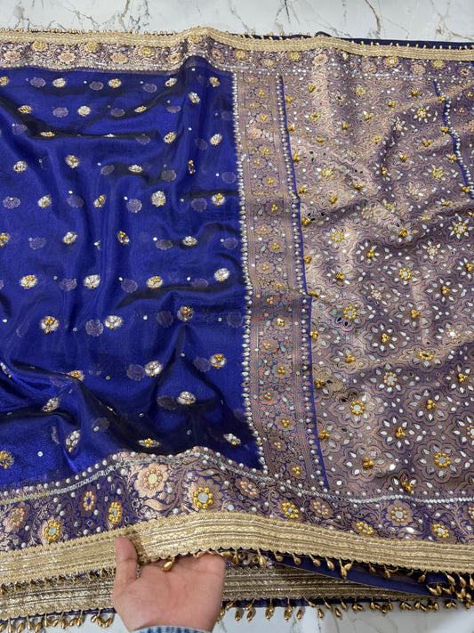 Banarasi Soft Tissue Silk Saree With Mirror And Ghunghroo Work