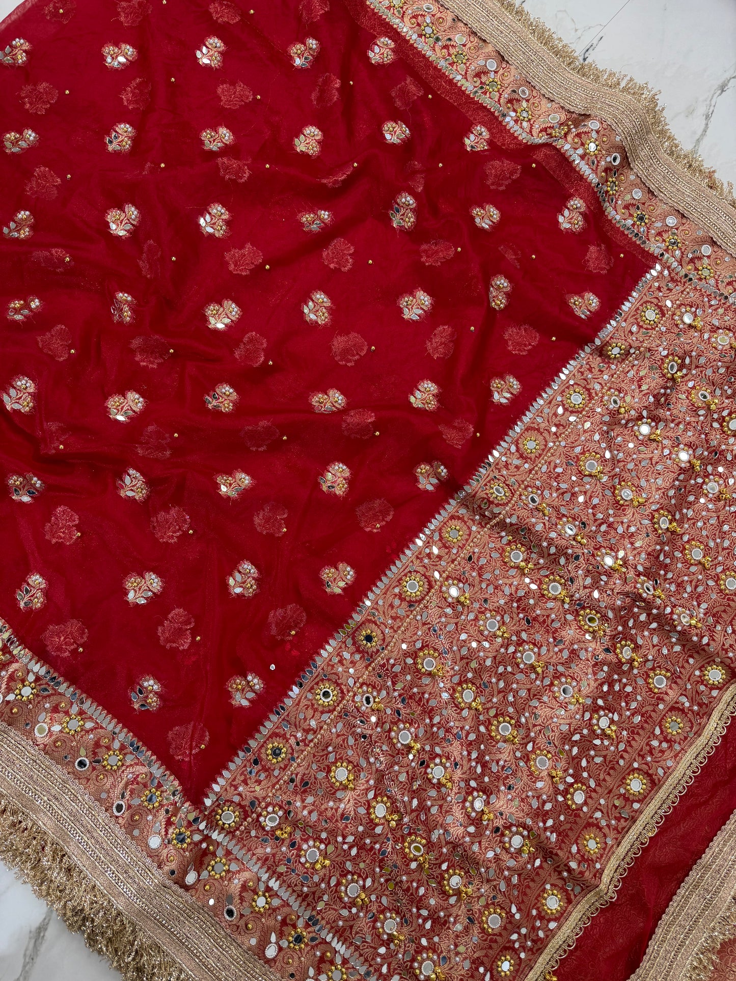 Banarasi Premium Quality Soft Kora Silk Saree With Mirror And Ghunghroo Work