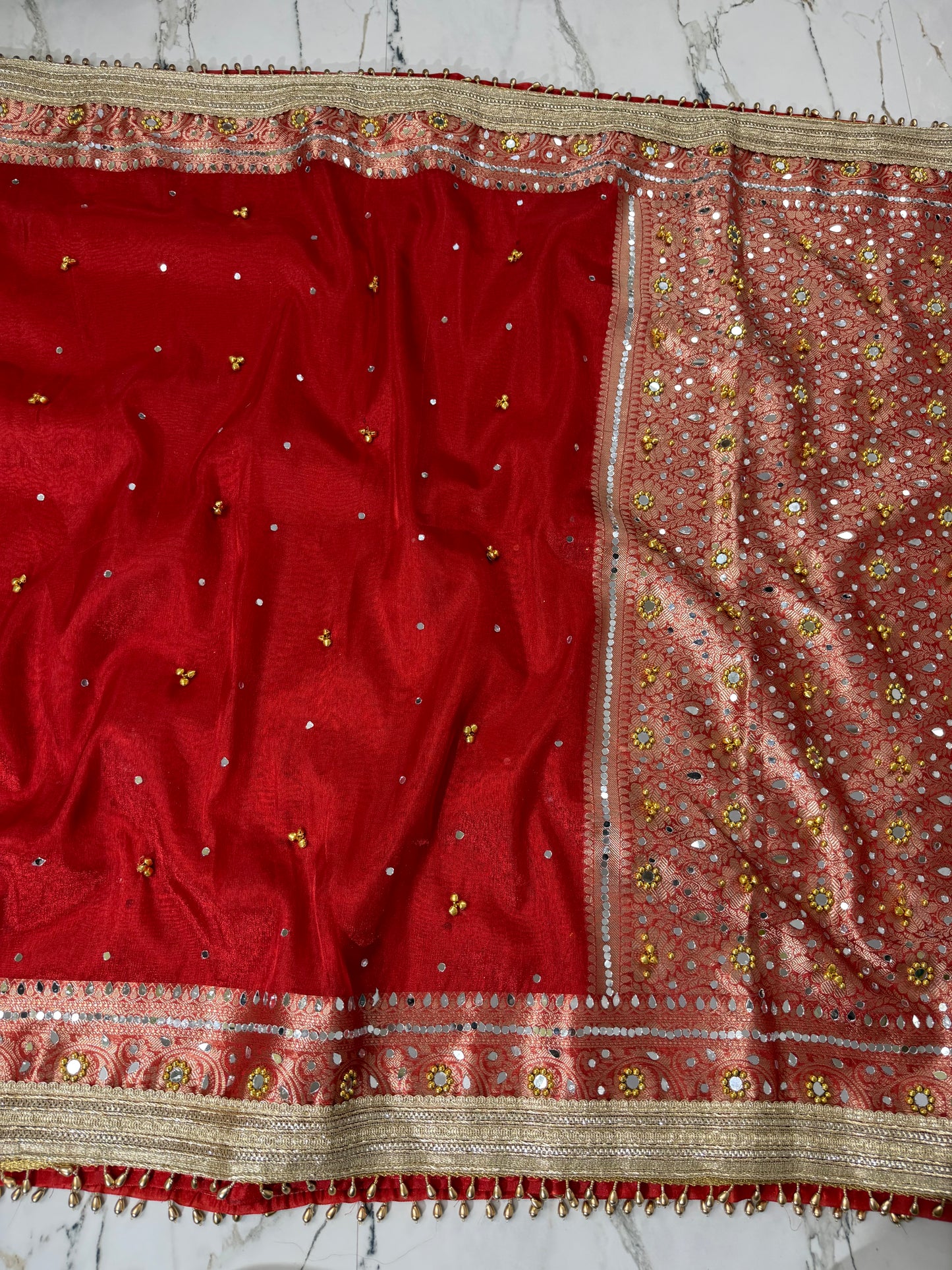 Banarasi Soft Tissue Silk Saree With Mirror And Ghunghroo Work