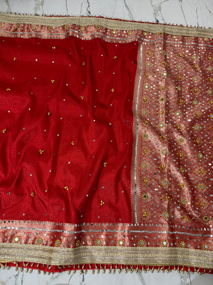 Banarasi Soft Tissue Silk Saree With Mirror And Ghunghroo Work