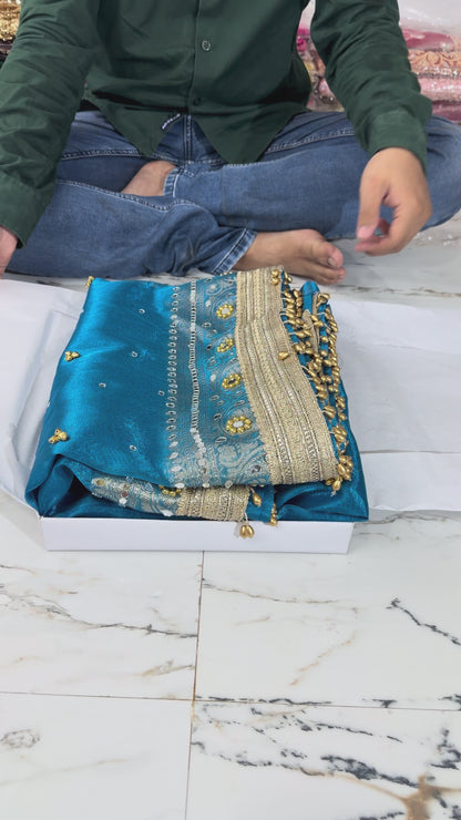 Banarasi Soft Tissue Silk Saree With Mirror And Ghunghroo Work