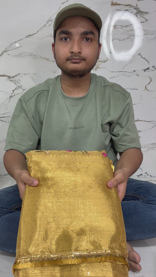 Banarasi Handloom Soft Tissue Silk Saree With Embroidery Work