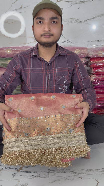 Banarasi Soft Tissue Silk Saree With Mirror Work