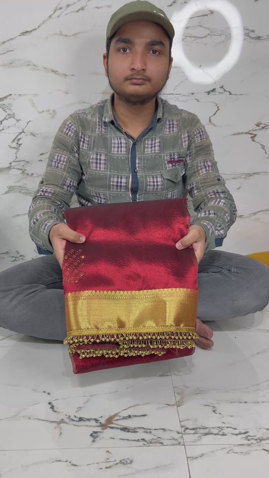 Banarasi Handloom Soft Tissue Silk Saree With Stone Work