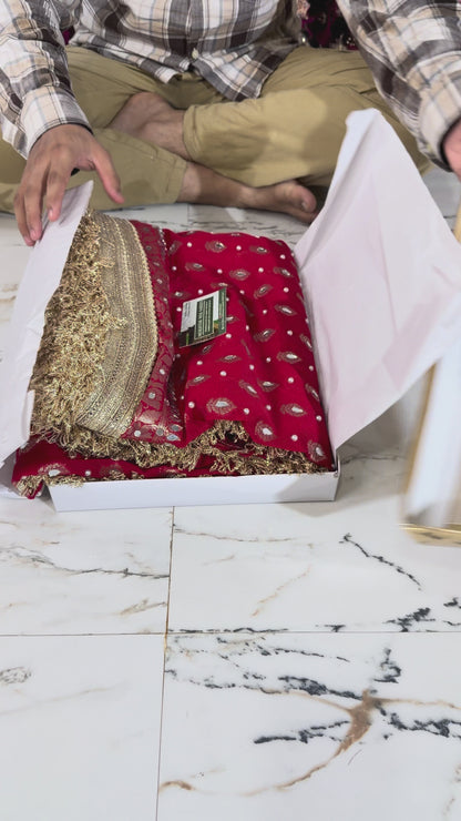 Banarasi Soft Georgette Silk Saree With Mirror And Pearl Work